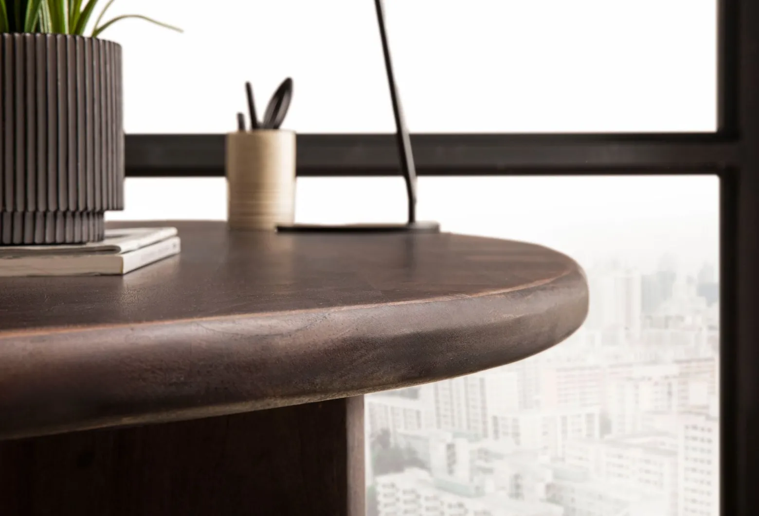 Biurko 180 cm Drewno Akacjowe Retro Biurko do Home Office w Kształcie