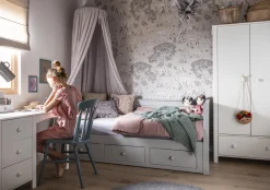 Biurko dziecięce z szufladami, skandynawski styl, białe
