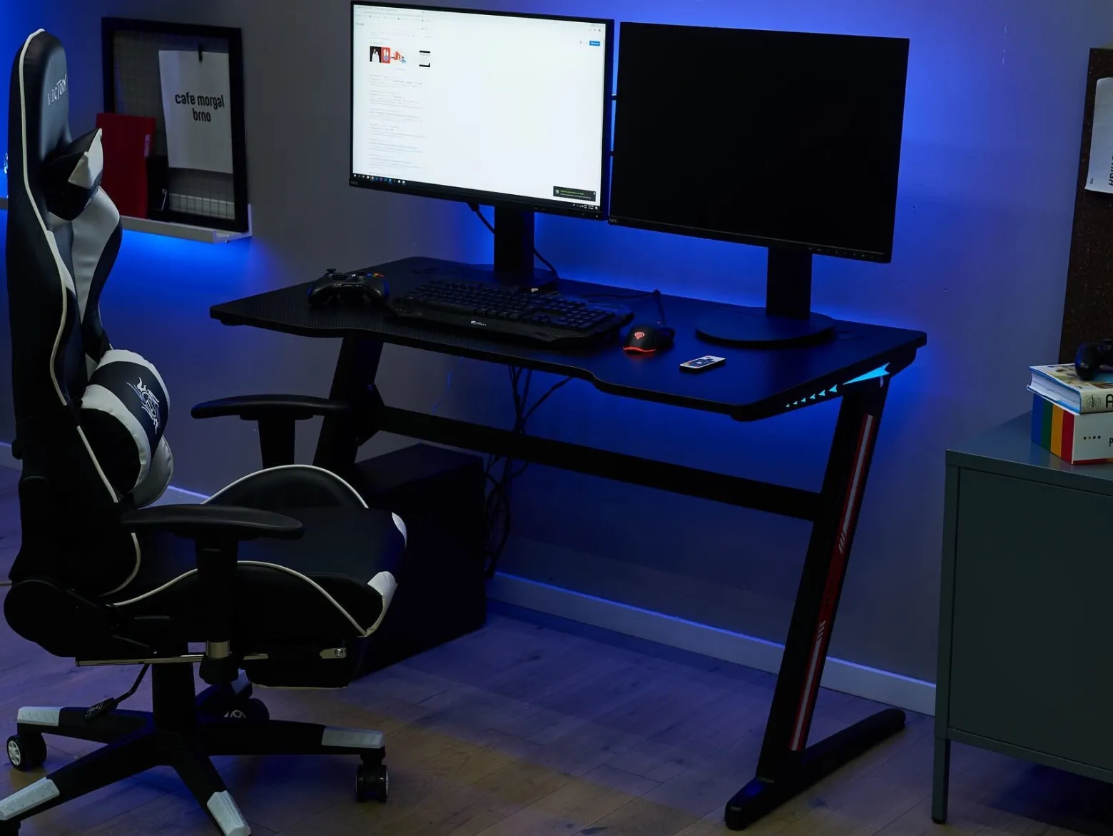 Biurko gamingowe LED 120x60 RGB czarne