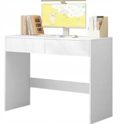 Biurko komputerowe białe nowoczesne z 2 szufladami loft toaletka 100cm