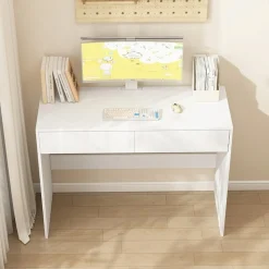 Biurko komputerowe białe nowoczesne z 2 szufladami loft toaletka 100cm