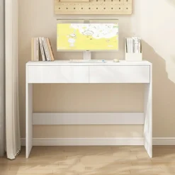 Biurko komputerowe białe nowoczesne z 2 szufladami loft toaletka 100cm