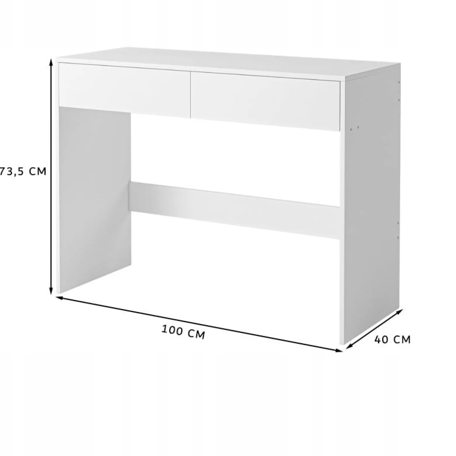 Biurko komputerowe białe nowoczesne z 2 szufladami loft toaletka 100cm