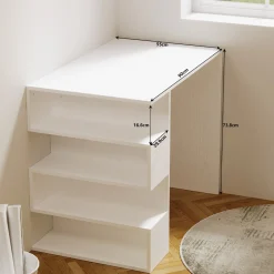 Biurko komputerowe biały nowoczesne z 4 półkami regałem loft