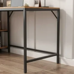 Biurko komputerowe brąz loft z 2 półkami 120 cm
