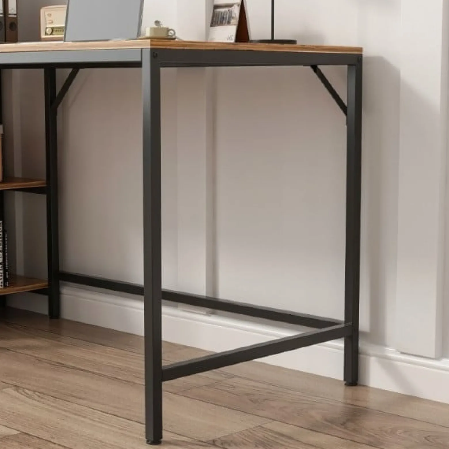 Biurko komputerowe brąz loft z 2 półkami 120 cm