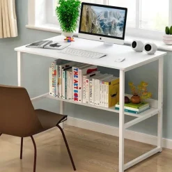 Biurko komputerowe stolik loft białe młodzieżowe z półką nowoczesne 100 cm