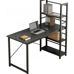 Biurko komputerowe z regałem czarne loft 120 cm