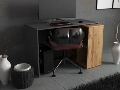 Biurko narożne młodzieżowe regał loft biuro hugo szary wotan