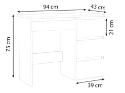 Biurko skandynawskie Beta 3 Norge Biały-Dąb Craft 94 cm