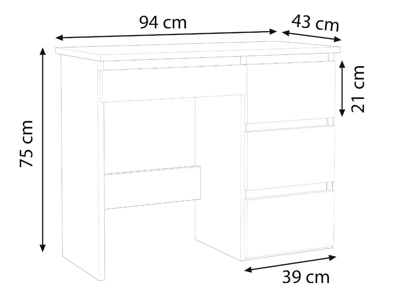 Biurko skandynawskie Beta 3 Norge Biały-Dąb Craft 94 cm