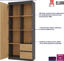 Biurowy regał na dokumenty antracyt + dąb artisan - Zyax
