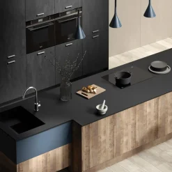Blat łazienkowy HPL z otworami do szafki 50cm 50,5×47cm Black Mat 0190AF
