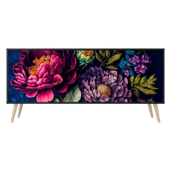 BLOOMING ELEGANCE Komoda 3 drzwi Czarna-Bukowa skośna