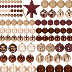 Bombki choinkowe 101 szt. zawieszki brązowe, rose gold