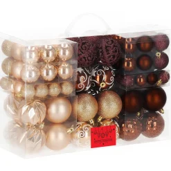 Bombki choinkowe 101 szt. zawieszki brązowe, rose gold
