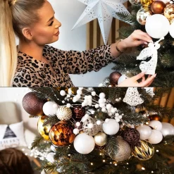 Bombki choinkowe 101 szt. zawieszki brązowe, rose gold