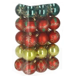 Bombki choinkowe 30 szt.6cm czerwony, zielony