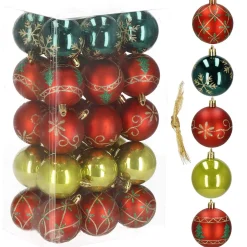 Bombki choinkowe 30 szt.6cm czerwony, zielony