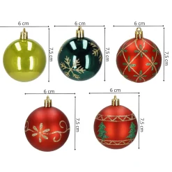Bombki choinkowe 30 szt.6cm czerwony, zielony