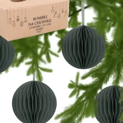 Bombki Z Papieru 4szt. Ozdoby Choinkowe Zawieszki Świąteczne 7 cm