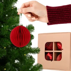 Bombki Z Papieru 4szt. Ozdoby Choinkowe Zawieszki Świąteczne 8 cm