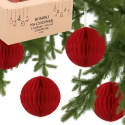 Bombki Z Papieru 4szt. Ozdoby Choinkowe Zawieszki Świąteczne 8 cm