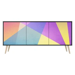 BRIGHT GEOMETRY Komoda 3 drzwi Czarna-Bukowa skośna