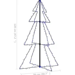 Choinka Metalowa z Lampek Sztuczna Choinka Lampki LED Ozdoba 78x120 cm