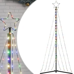 Choinka Metalowa z Lampek Sztuczna Choinka na Maszcie LED 187 cm