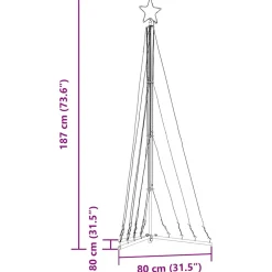 Choinka Metalowa z Lampek Sztuczna Choinka na Maszcie LED 187 cm