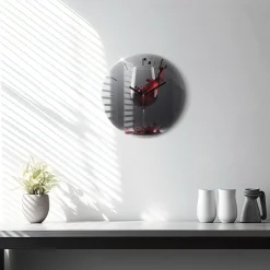Cichy Zegar Dekoracyjny Lampka czerwonego wina fi30