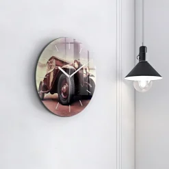 Cichy Zegar Dekoracyjny Samochód w stylu Vintage fi30