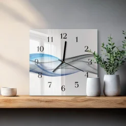 Cichy zegar 30x30 Dym Abstrakcyjny szklany ścienny