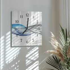 Cichy zegar 30x30 Dym Abstrakcyjny szklany ścienny