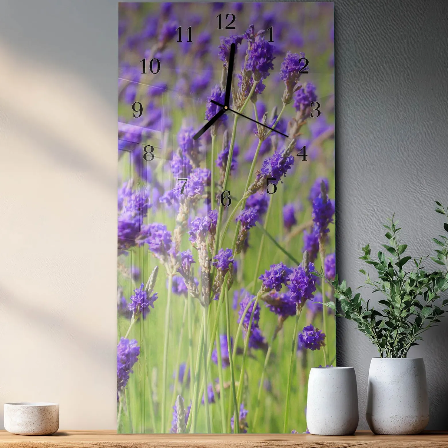 Cichy zegar 30x60 Lawenda nowoczesny na ścianę