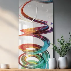 Cichy zegar 30x60 Spirala szklany ścienny