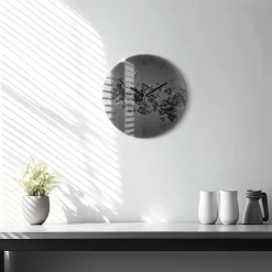 Ścienny Zegar szklany ozdobny Ciemna abstrakcja fi30