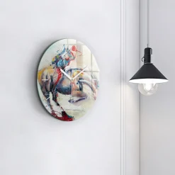 Ścienny Zegar szklany ozdobny Ilustracja galopujące konie