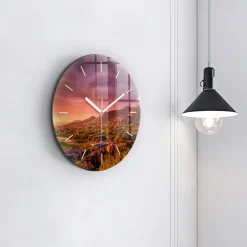 Ścienny Zegar szklany ozdobny Zachód słońca North Scottsdale
