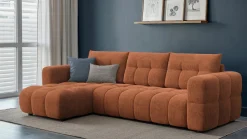 CLOUDI Sofa narożna 4 osobowa lewa, pomarańczowa