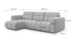 CLOUDI Sofa narożna 4 osobowa lewa, pomarańczowa