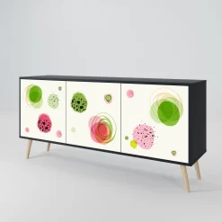 COLORFUL COSMOS Komoda 3 drzwi Czarna-Bukowa skośna