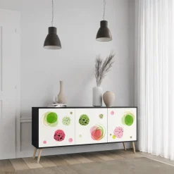 COLORFUL COSMOS Komoda 3 drzwi Czarna-Bukowa skośna