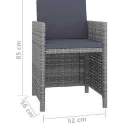 5-cz. zestaw mebli ogrodowych z poduszkami, rattan PE, szary