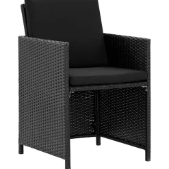 9-cz. zestaw mebli ogrodowych z poduszkami, rattan PE, czarny