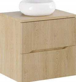 Dąb Cremona Szafka Łazienkowa Z Białą Umywalką 60 Cm
