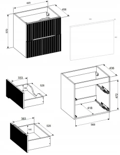 Dąb Cremona Szafka Łazienkowa Z Białą Umywalką 60 Cm