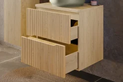 Dąb Cremona Szafka Łazienkowa Z Białą Umywalką 60 Cm