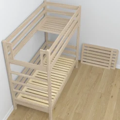 Dębowe łóżko piętrowe z szufladą na materac N03